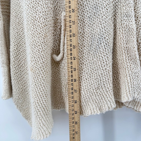 Free People Cream Knit Open Front Cardigan Sweater V Neck Pockets Medium - Picture 7 of 7